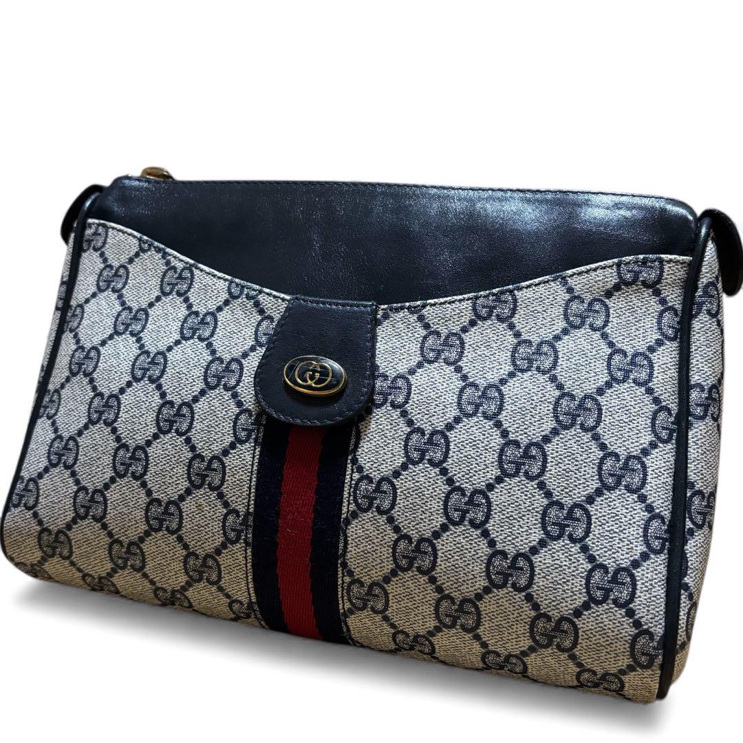 オールドグッチ シェリーライン GGスプリーム ロゴ金具 クラッチバッグ