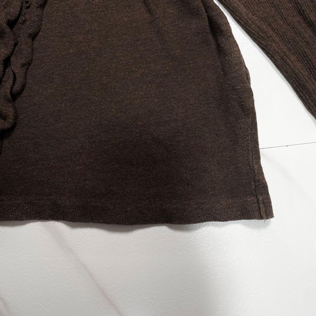 45R フォーティーファイブアール 長袖 コットン カットソー フリル ブラウン