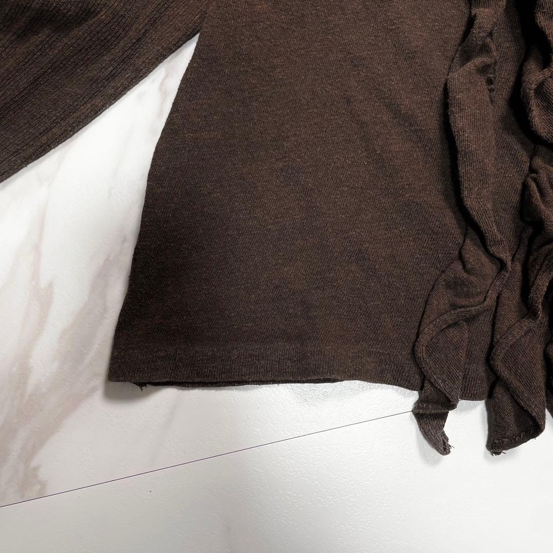 45R フォーティーファイブアール 長袖 コットン カットソー フリル ブラウン