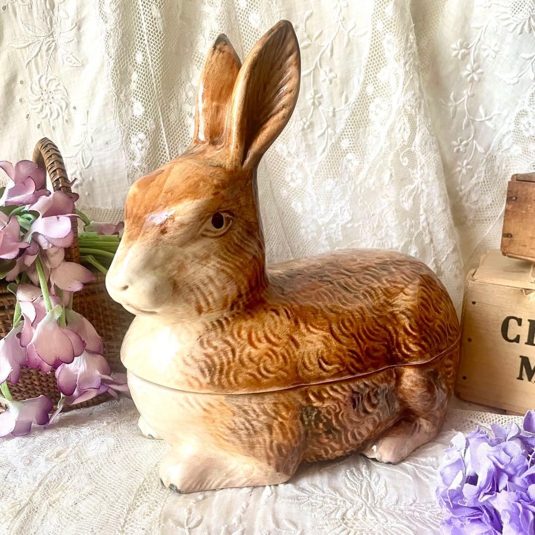 sakura　陶器のうさぎ型パテポット　ミッシェル・コーガン　フランス