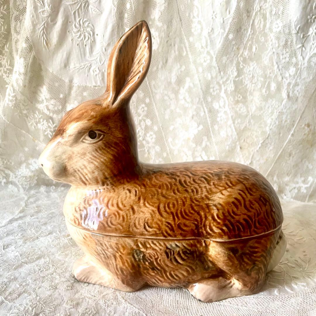 sakura　陶器のうさぎ型パテポット　ミッシェル・コーガン　フランス