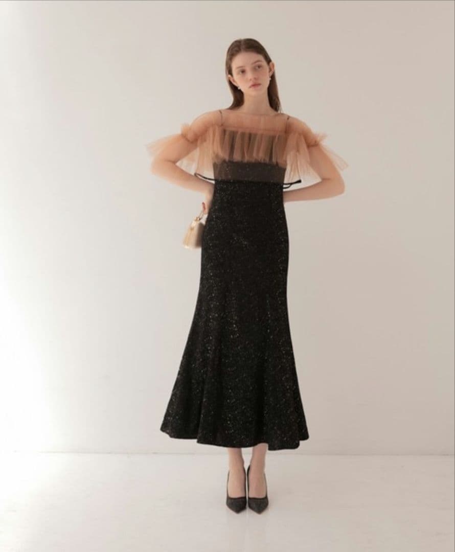 美品✨LEJA チュールフリルボレロペイントマーメイドドレスワンピース2点セット