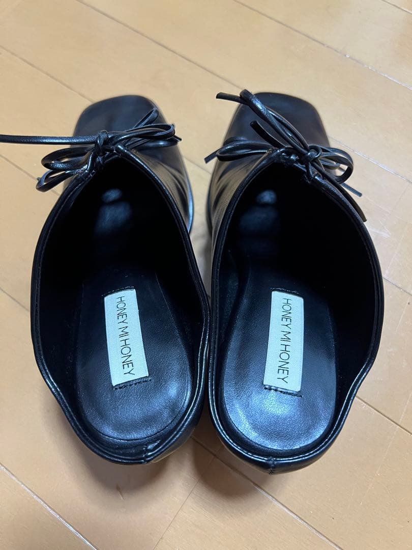 靴 HONEY MI HONEY ribbon square mule