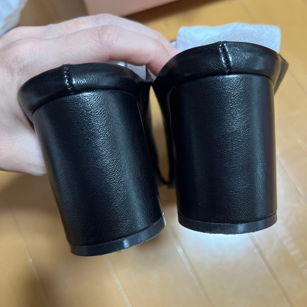 靴 HONEY MI HONEY ribbon square mule