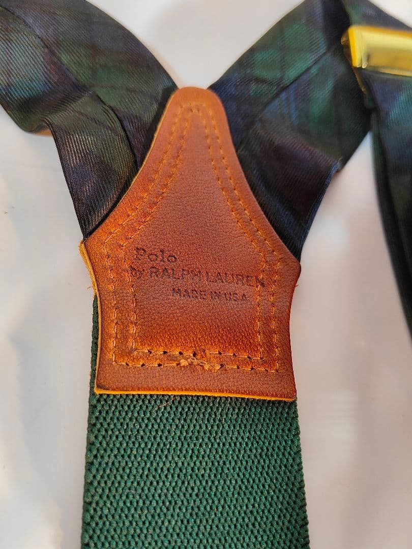 【Vintage】【希少品】USA製　PRL　高級本革サスペンダー　牛革/正規品
