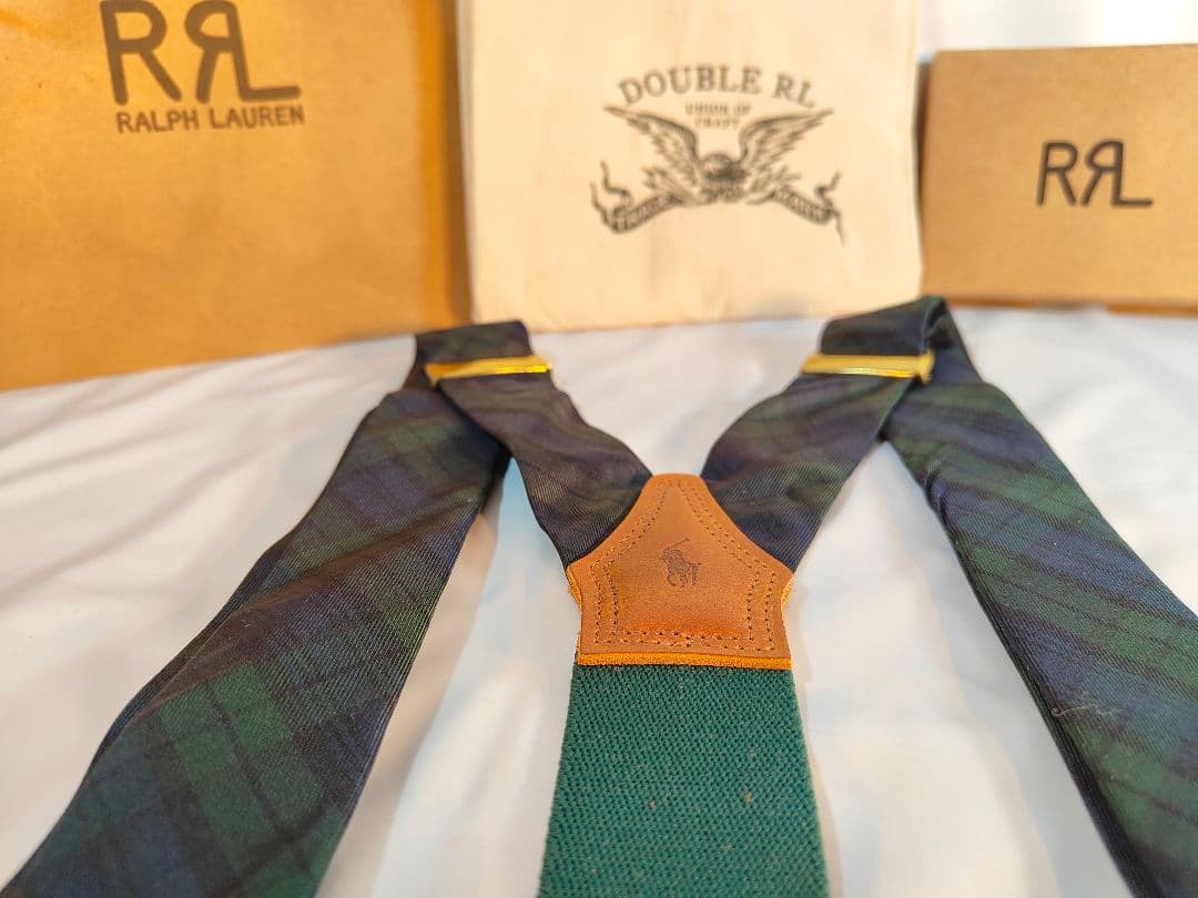 【Vintage】【希少品】USA製　PRL　高級本革サスペンダー　牛革/正規品