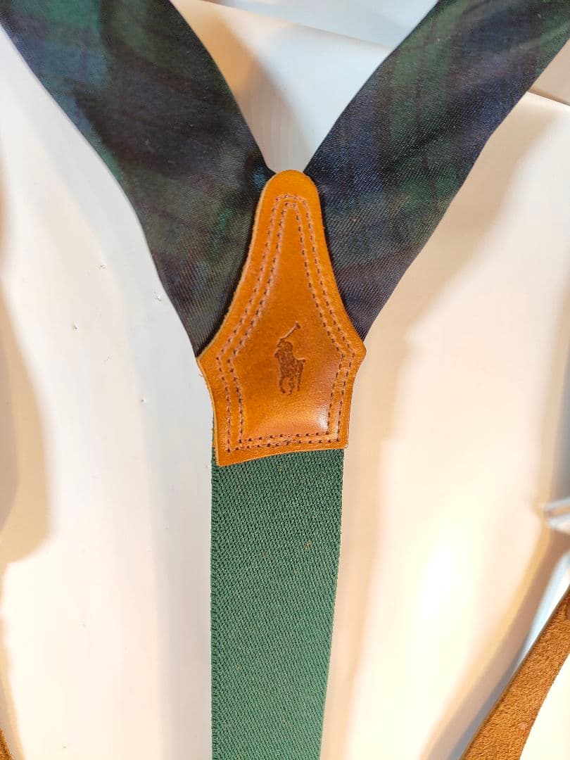 【Vintage】【希少品】USA製　PRL　高級本革サスペンダー　牛革/正規品