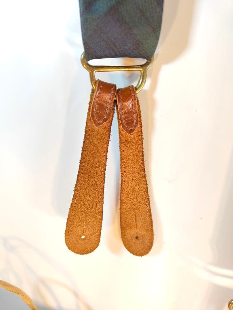 【Vintage】【希少品】USA製　PRL　高級本革サスペンダー　牛革/正規品