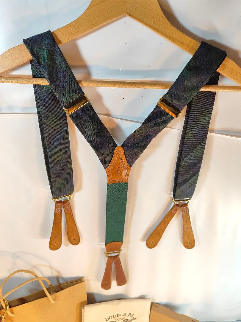 【Vintage】【希少品】USA製　PRL　高級本革サスペンダー　牛革/正規品