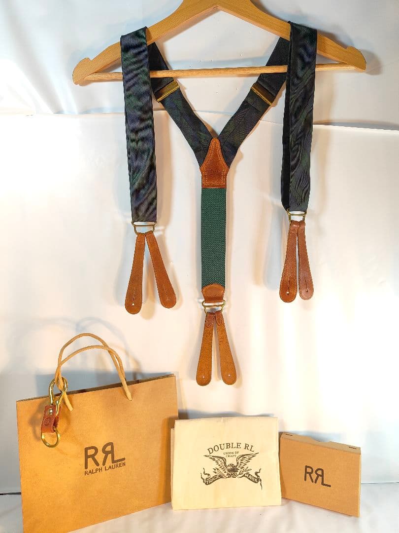 【Vintage】【希少品】USA製　PRL　高級本革サスペンダー　牛革/正規品
