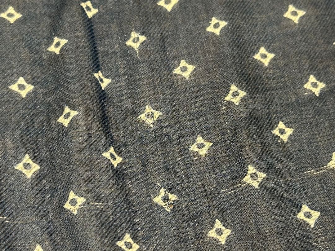 anatomica Drake's ネイビー ブロックプリントストール