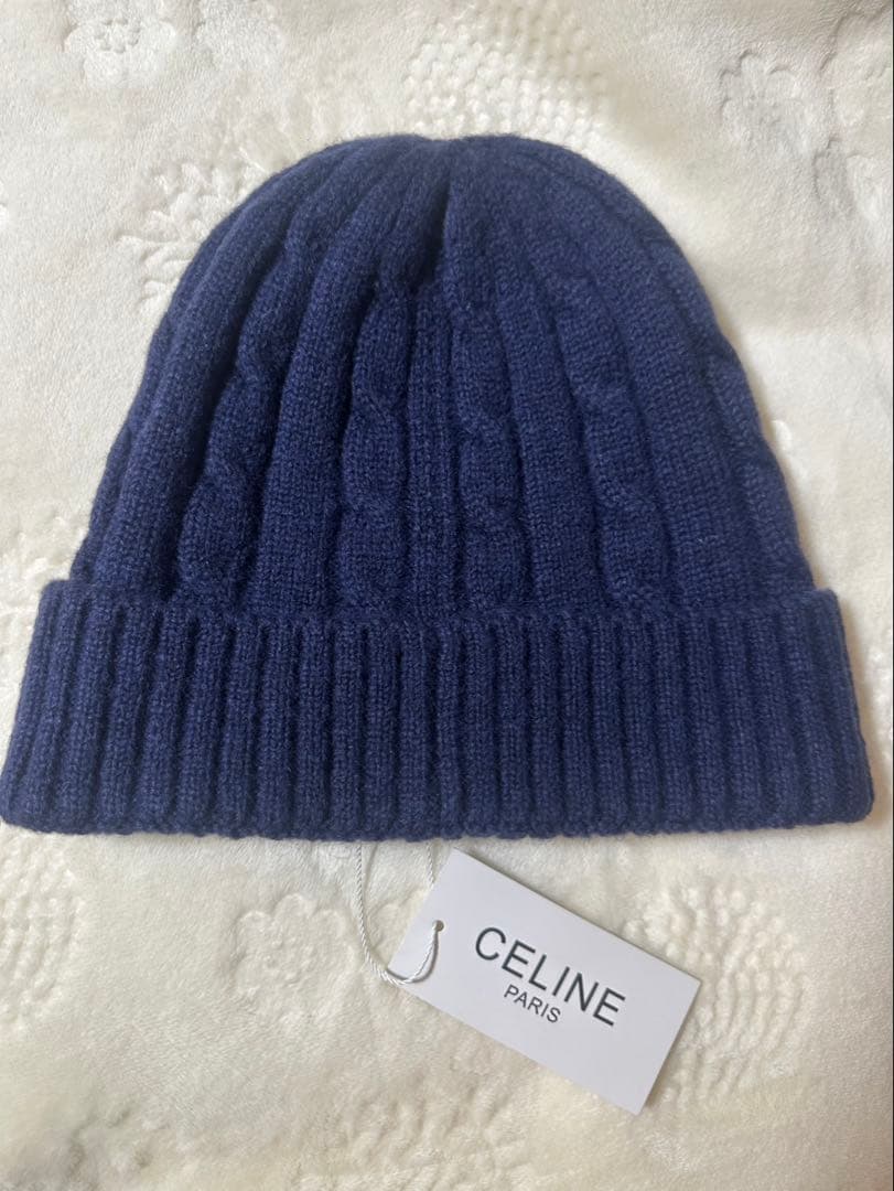 CELINE 帽子 ネイビー色 ウール＆カシミヤ☆男女兼用