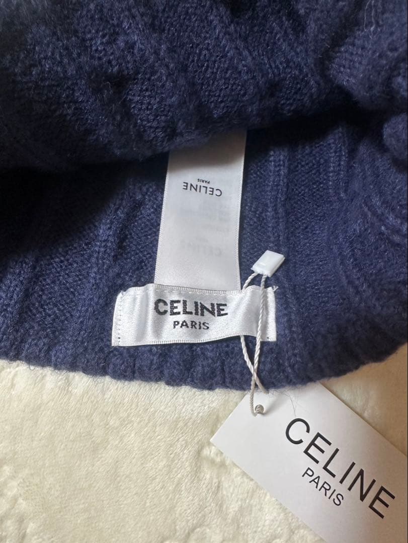 CELINE 帽子 ネイビー色 ウール＆カシミヤ☆男女兼用