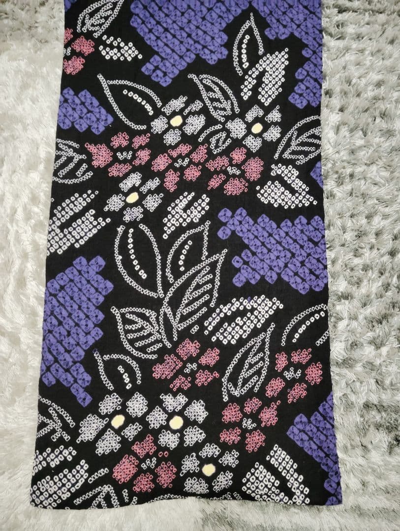 有松絞り　パープルブルー付け下げ柄