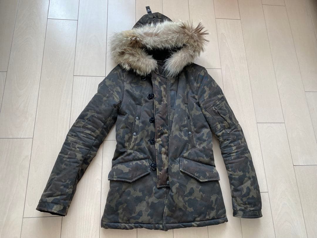 wjk 迷彩柄ファー付きモッズコート　日本製