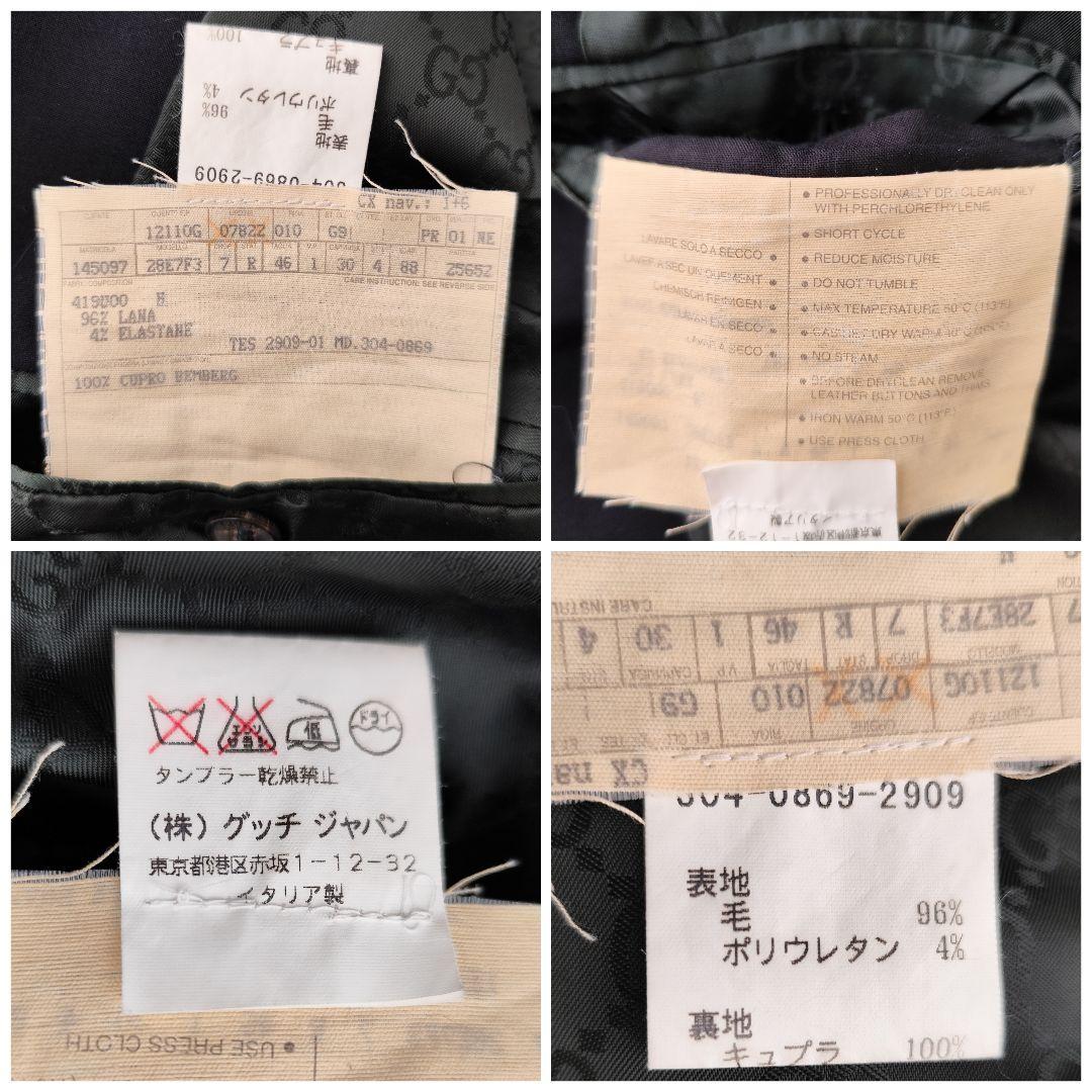 753 グッチ テーラードジャケット GG柄 ウール混合 Mサイズ程度 ブラック