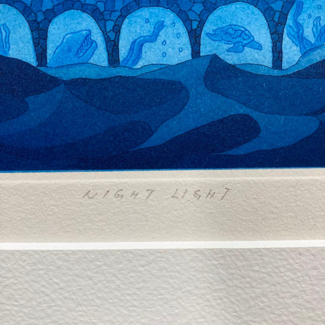 【真作保証】小浦昇「NIGHT LIGHT」銅版画 直筆サイン 版画