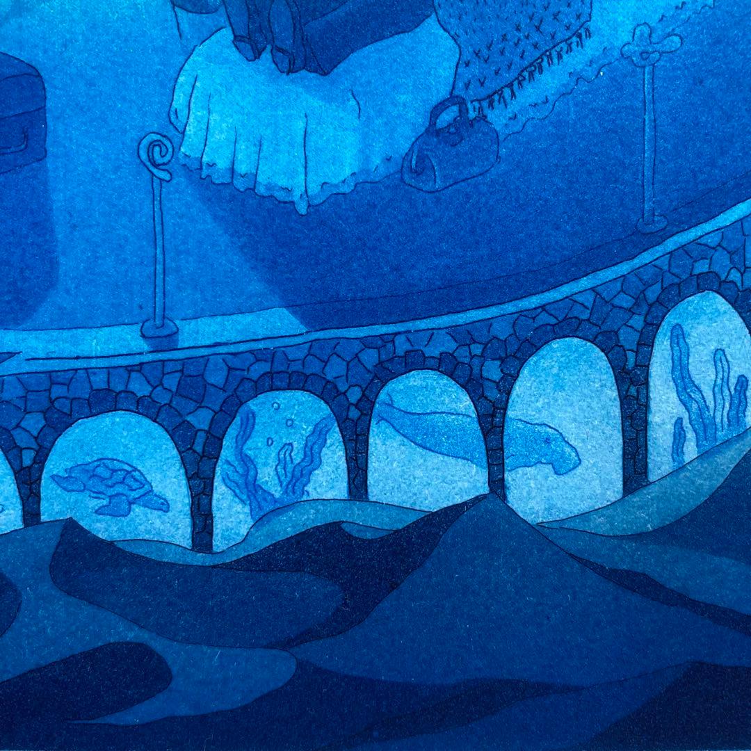 【真作保証】小浦昇「NIGHT LIGHT」銅版画 直筆サイン 版画