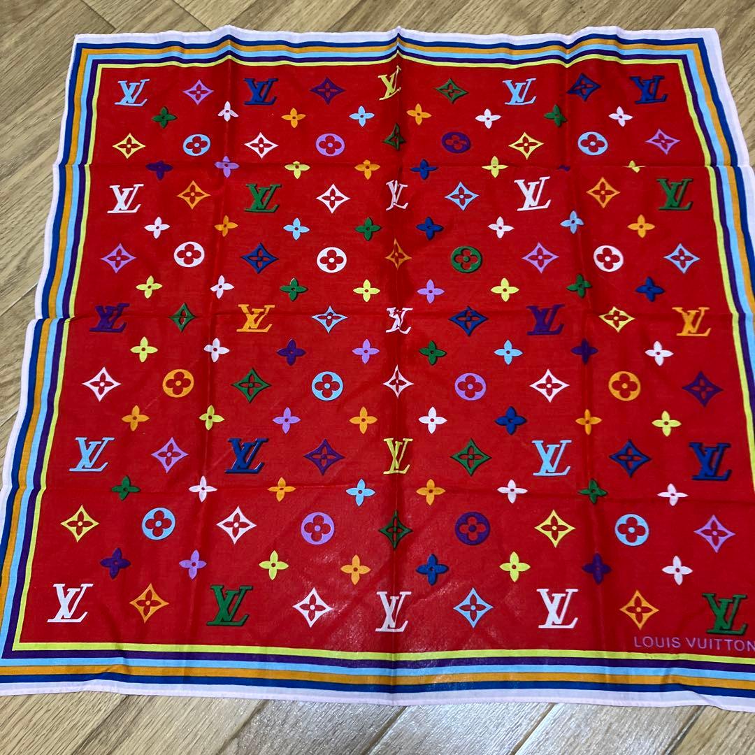 値下げ！Louis Vuitton モノグラム 大判ハンカチ 赤