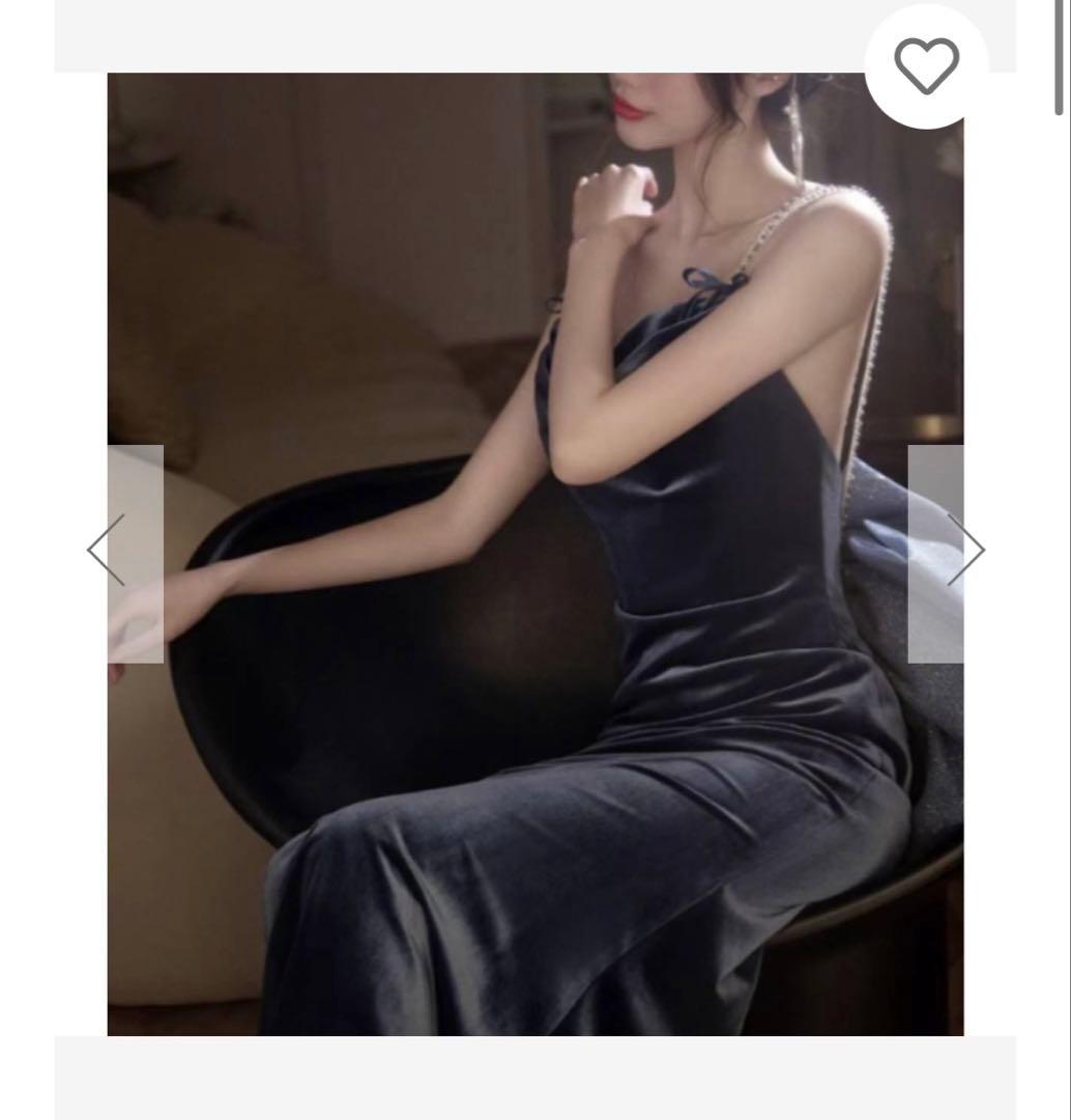 ネイビー　ドレス　結婚式2次会　前撮り