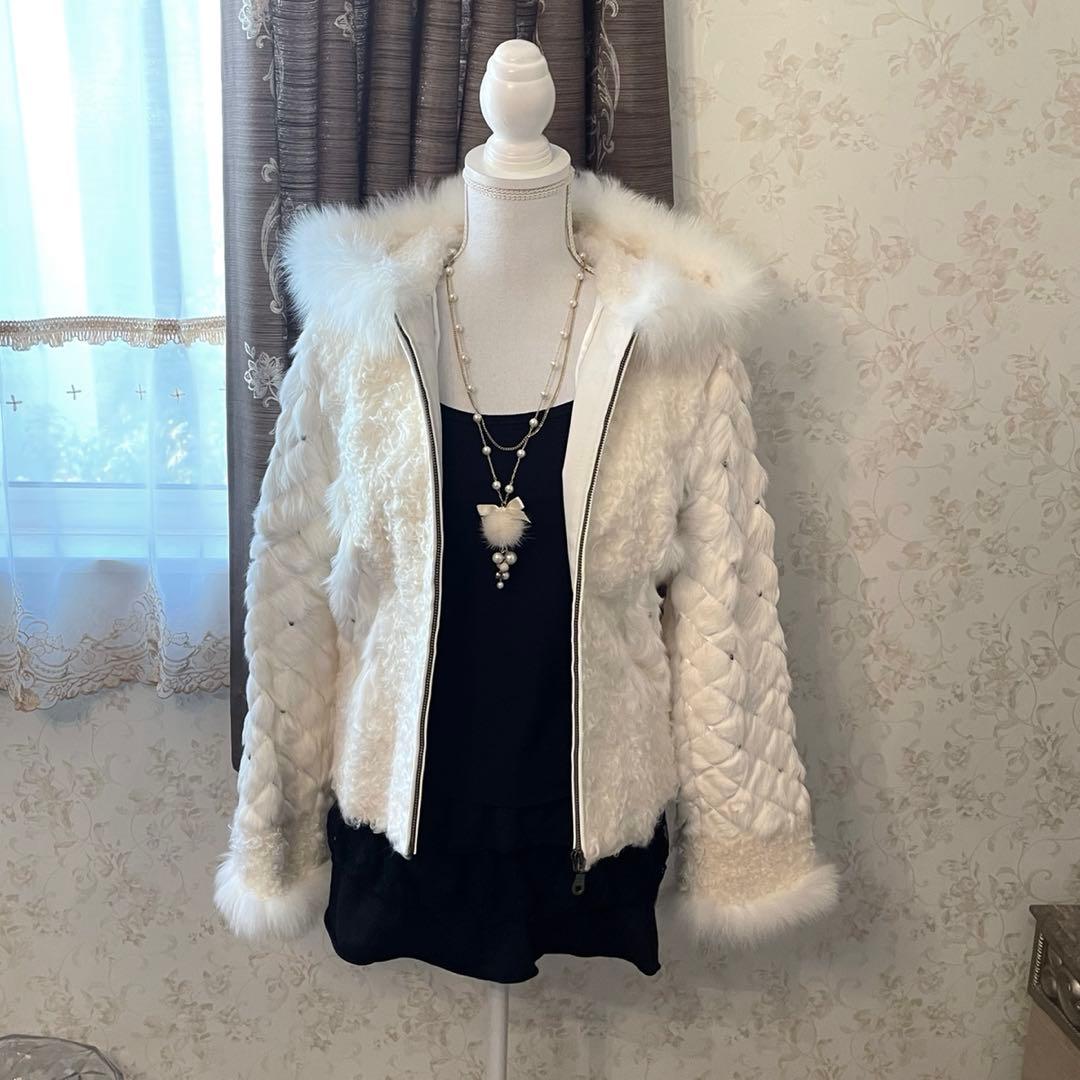 y2k 00s❤︎ ラム　リアルファーフード　アウター