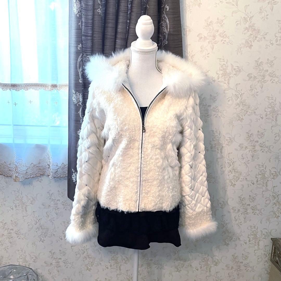 y2k 00s❤︎ ラム　リアルファーフード　アウター