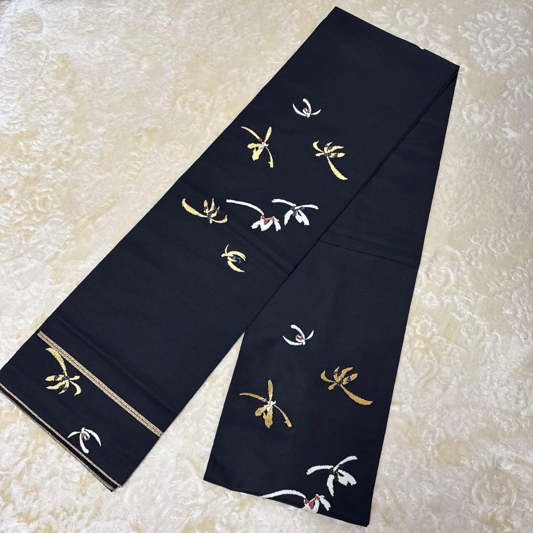 龍村平蔵製　本袋帯　黒地　金銀糸　秀繭錦