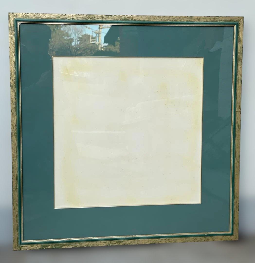 木製 大型 フレーム 額縁 絵画 写真 染色 展示 グリーン ゴールド 緑 金