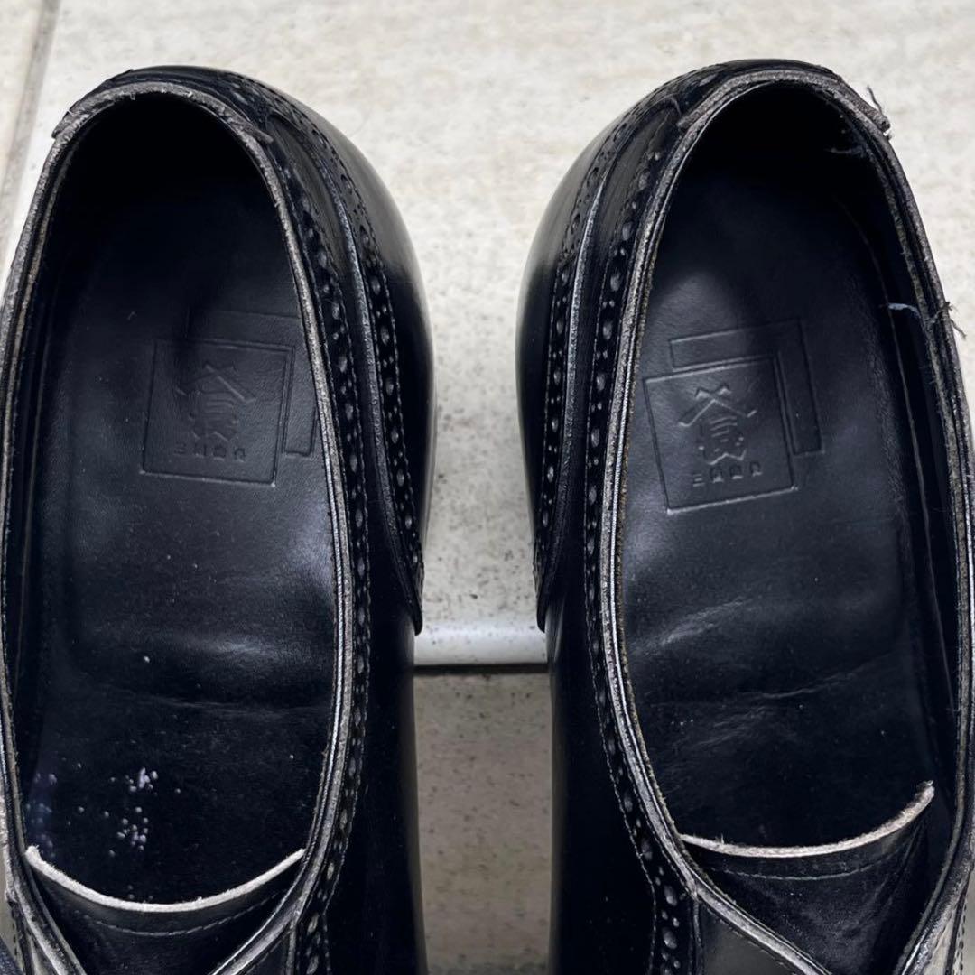 三陽山長 奏之介 革靴 ブラック セミブローグ 8 1/2 26.5cm