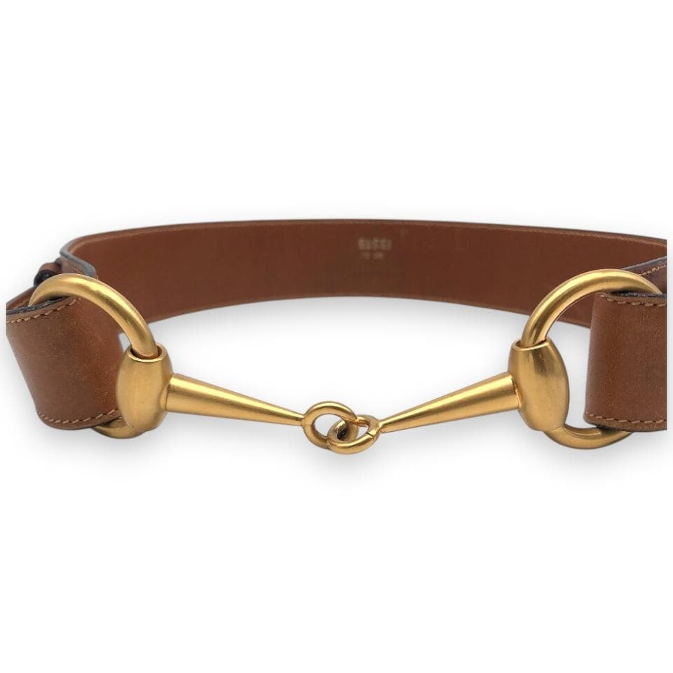 【美品】GUCCI グッチ ホースビット ベルト ゴールド ブラウン イタリア.