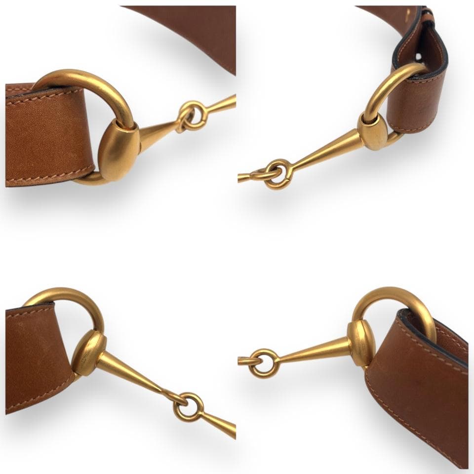 【美品】GUCCI グッチ ホースビット ベルト ゴールド ブラウン イタリア.