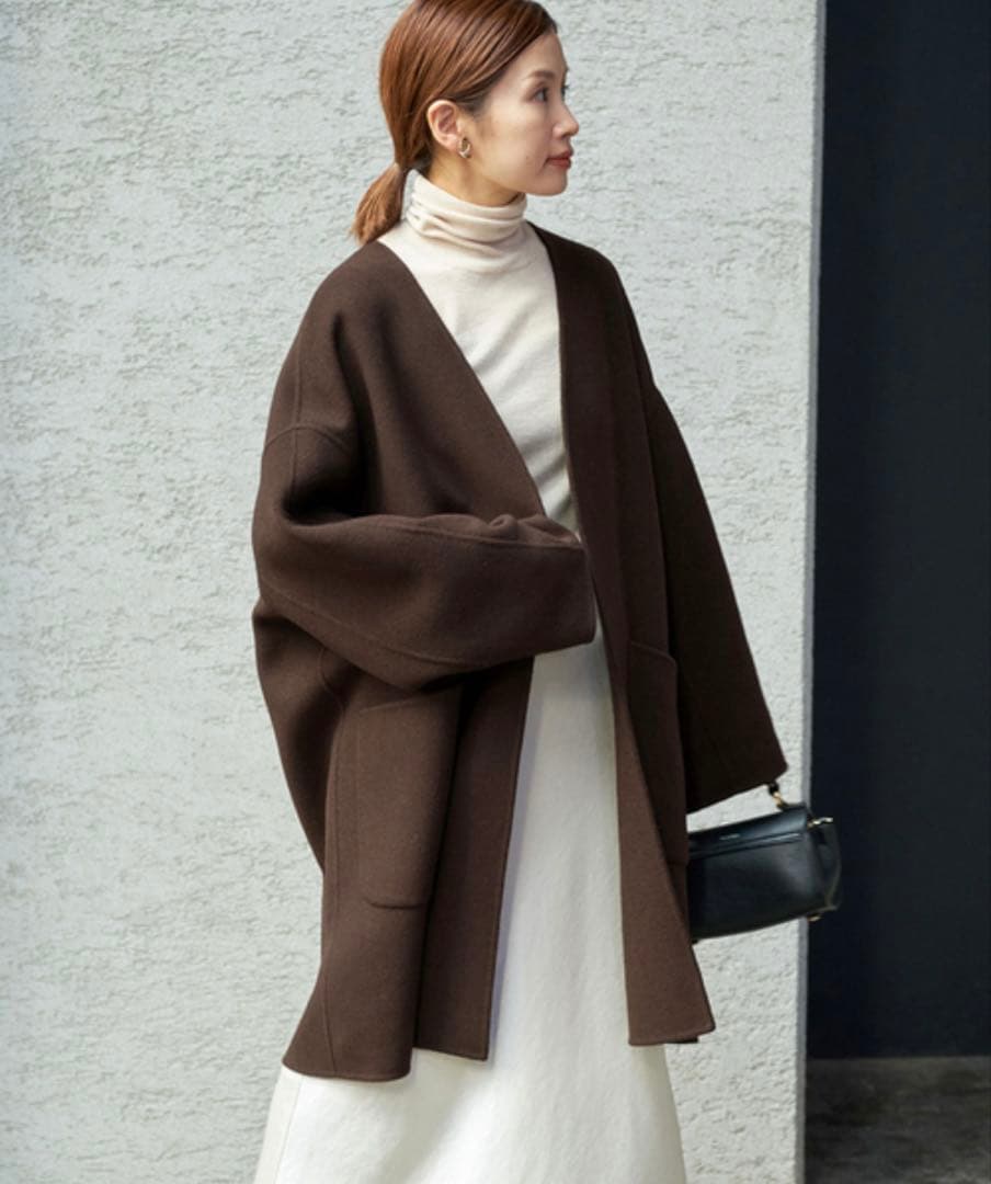 【極美品】IENA MANTECO PURE リバーハーフコート 36 ブラウン