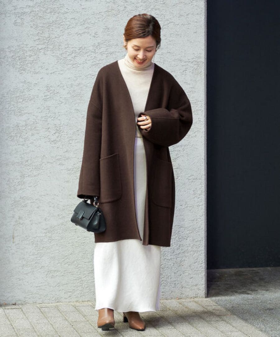 【極美品】IENA MANTECO PURE リバーハーフコート 36 ブラウン