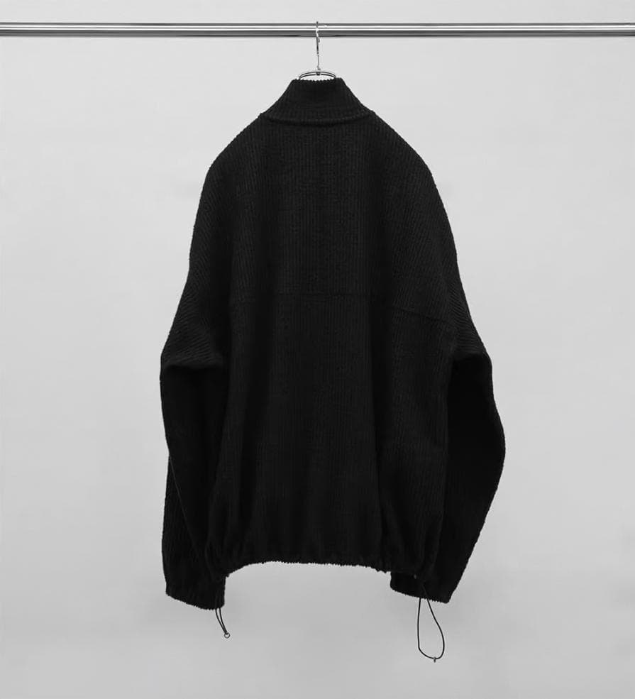 トップス ANCELLM CUT STRIPE HALF ZIP BLACK1