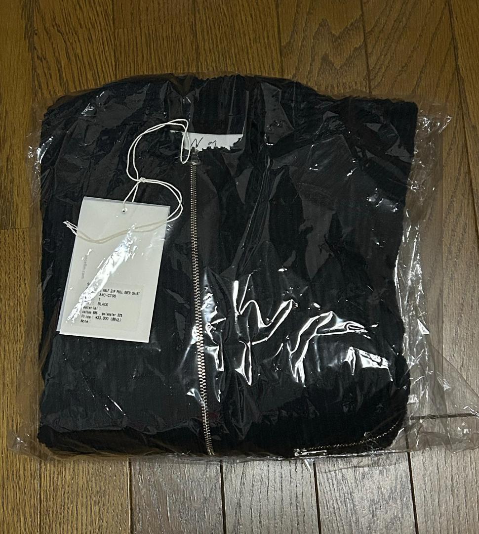 トップス ANCELLM CUT STRIPE HALF ZIP BLACK1