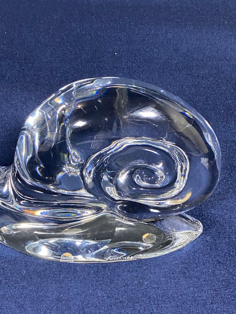 5057■Daum ドーム クリスタル カタツムリ オブジェ 共箱付