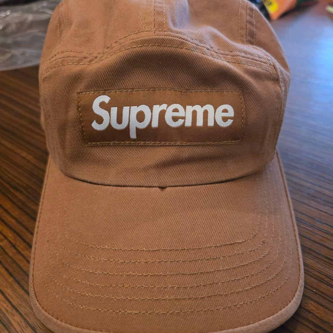 Supreme ブラウンキャップ ステッカー付き