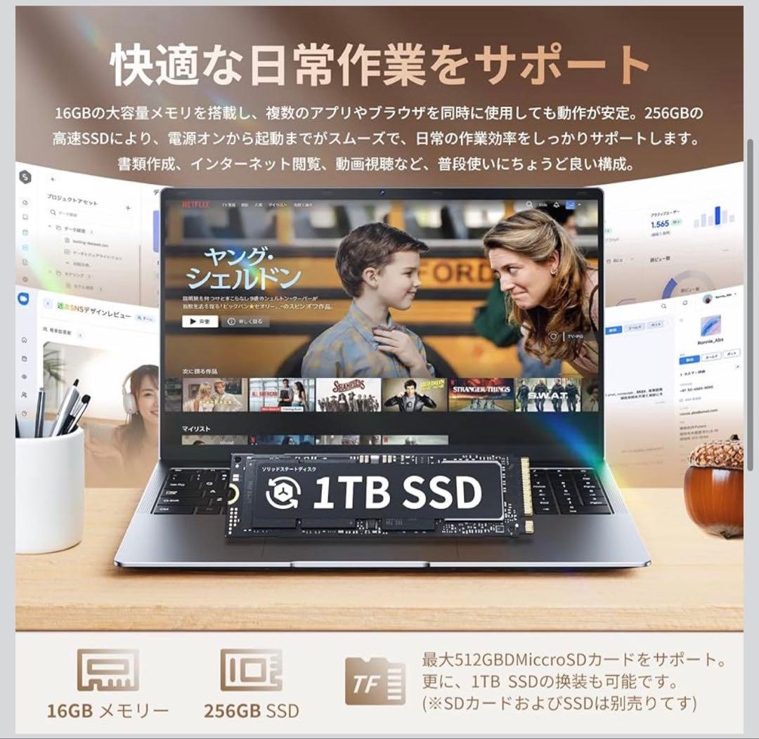 ノートパソコン Office搭載 パソコン Win 11 Pro 15.6インチ