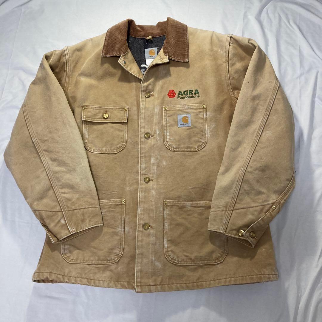 カーハート 90's？前後企業ロゴ刺繍 carhartt ミシガンチョアコート