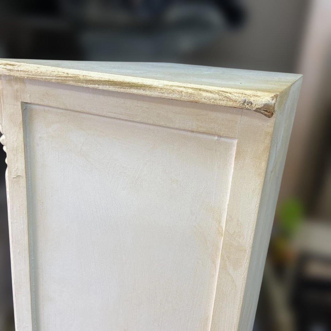 CC Lam　アンティーク　ロココ調　トールペイント　猫脚ガラスキャビネッ