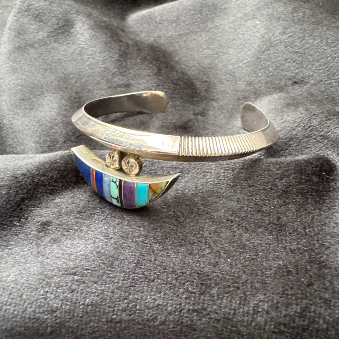 ズニ族　シルバー 多色ストーンインレイ バングル