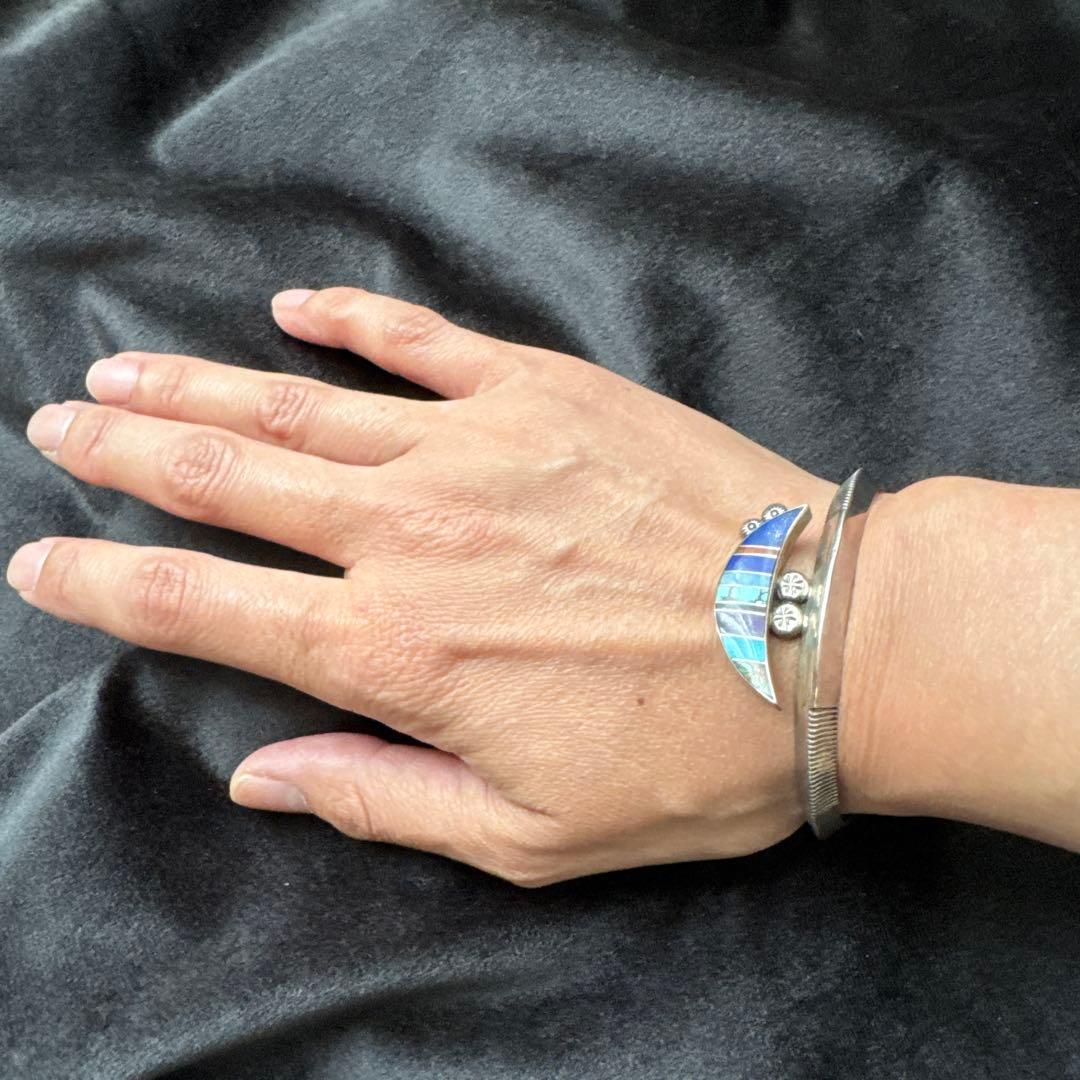 ズニ族　シルバー 多色ストーンインレイ バングル