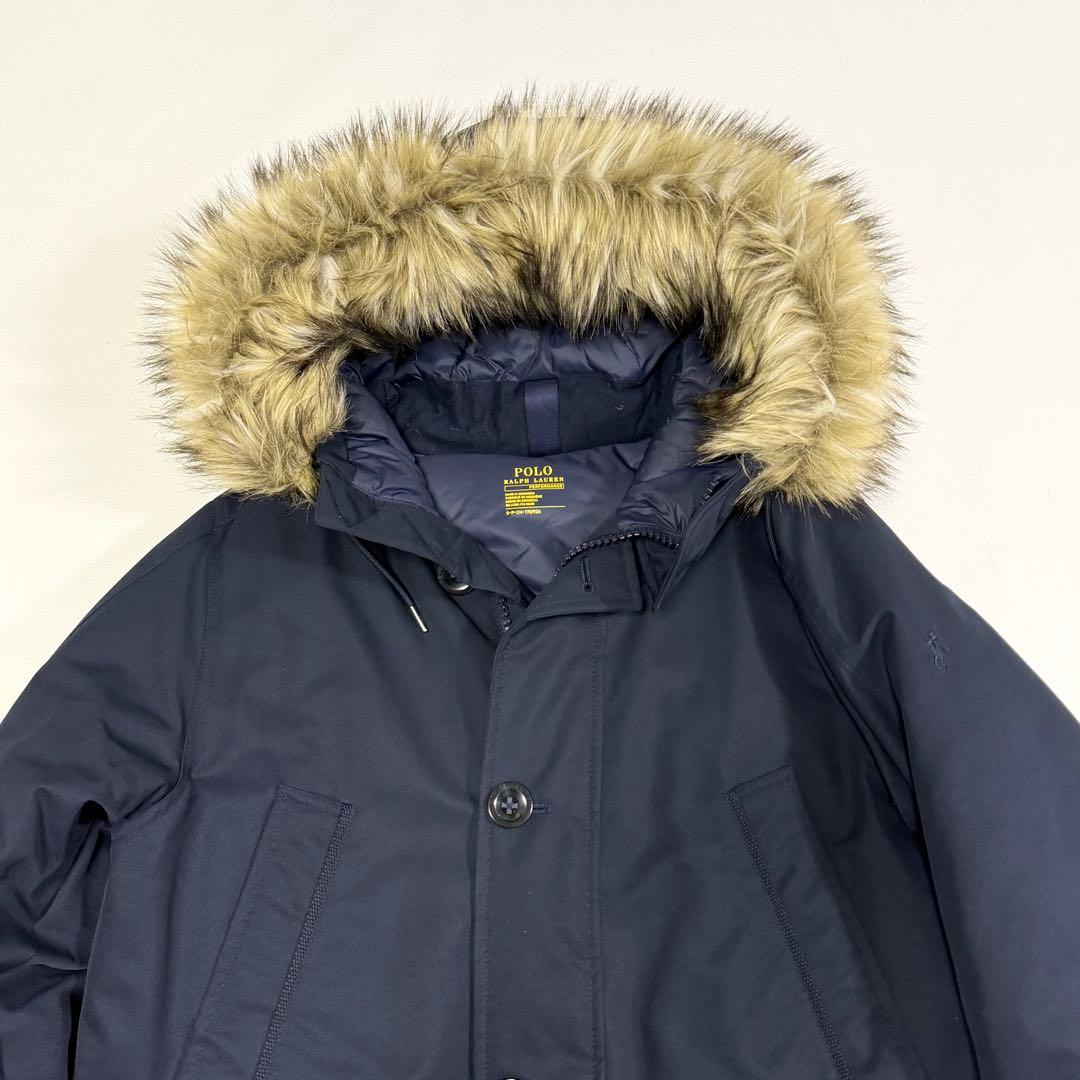 ポロラルフローレン ダウンジャケット ポニー フード ファー 近年 ネイビー S