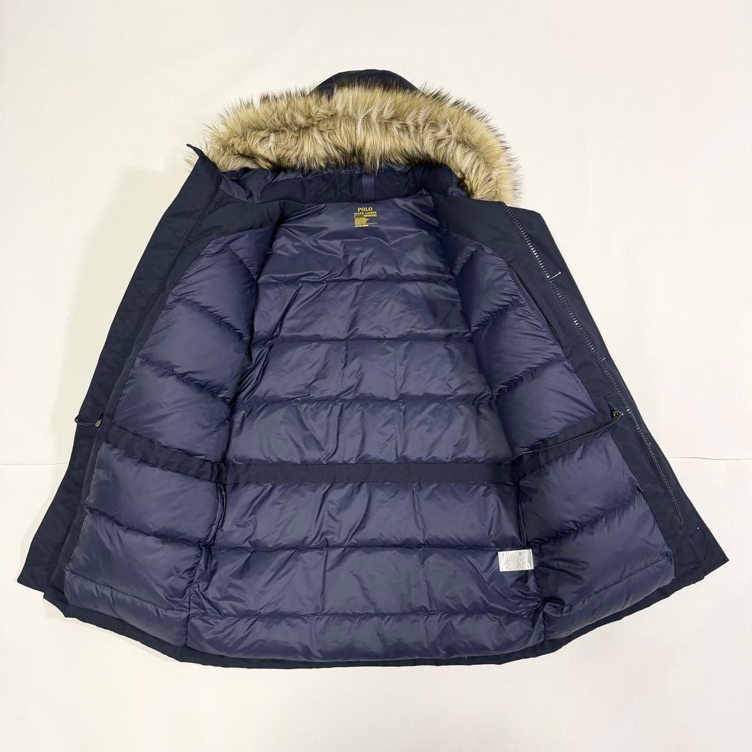 ポロラルフローレン ダウンジャケット ポニー フード ファー 近年 ネイビー S