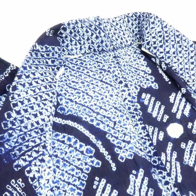 Y3362◆有松鳴海絞り 居敷当て付 高級浴衣 洗える夏着物