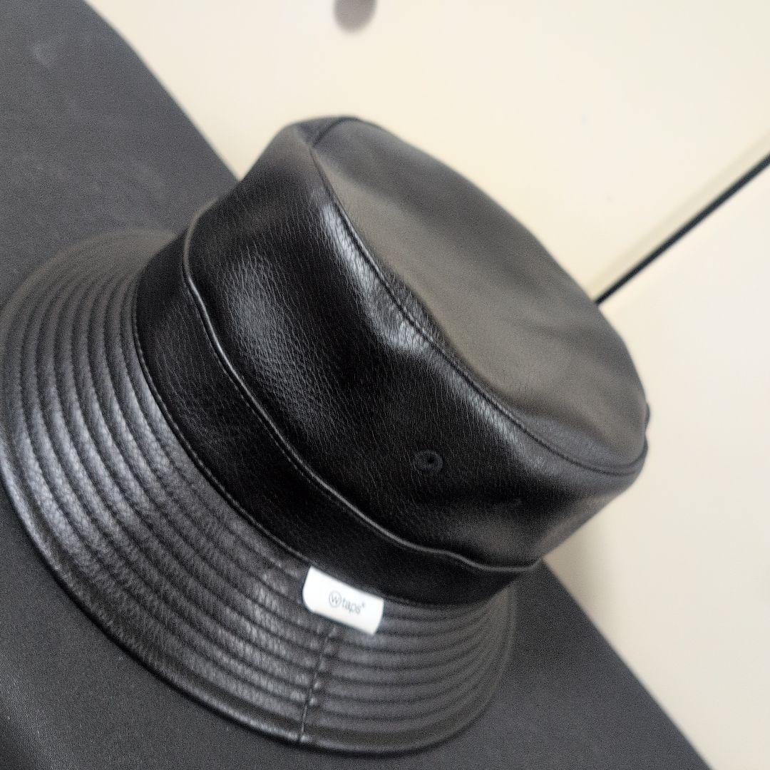 WTAPS ブラックレザーバケットハット サイズ02