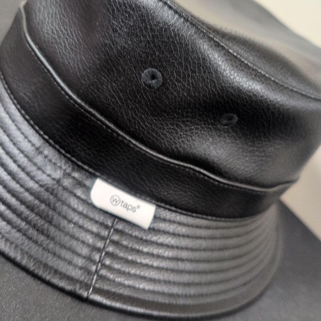 WTAPS ブラックレザーバケットハット サイズ02