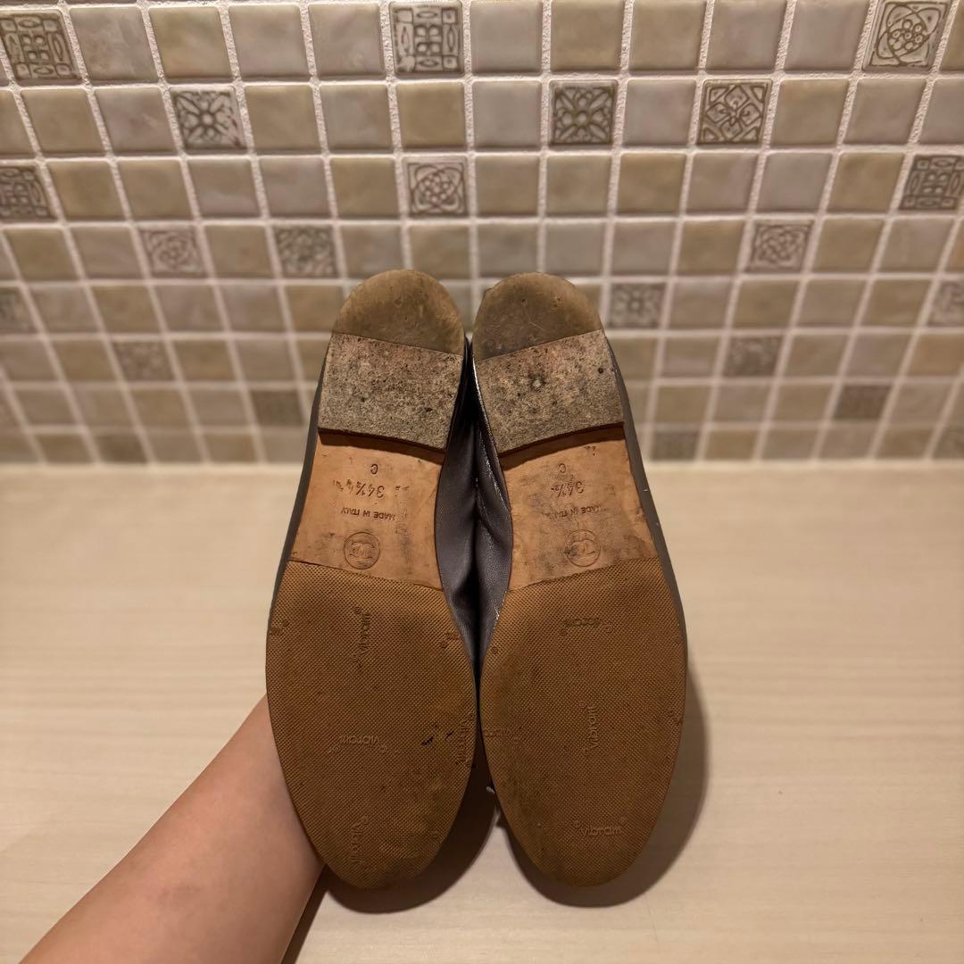 シャネル バレエシューズ パンプス バレリーナ シルバー 34.5