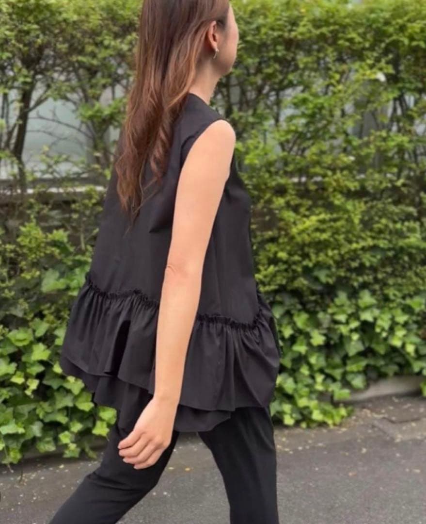 liten レイヤードフリルブラウス　ブラック