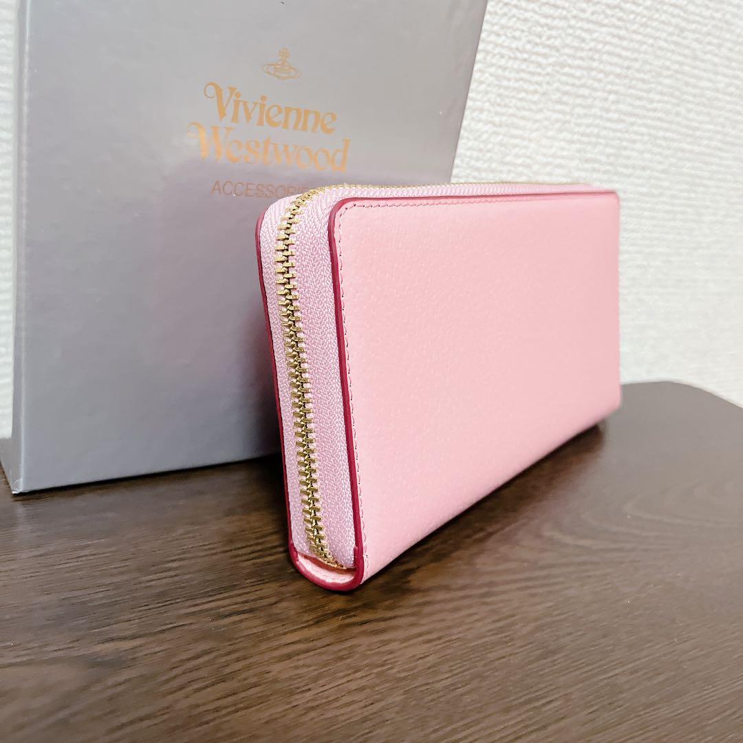 VivienneWestwood 長財布　ピンク　ゴールド　ラウンドファスナー